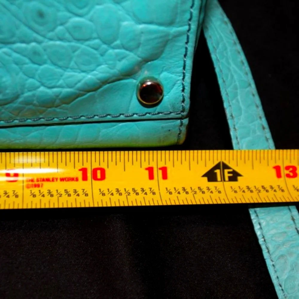 Kate Spade New York Turquoise Crocodile Print Leather Shoulder Bag